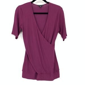 Universal Standard Ribbed Faux Wrap Top Womens Size 2XS US 6-8 Plum Purple